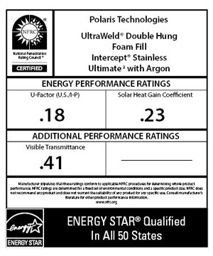 polaris technologies ultraweld double hung with foam fill intercept stainless ultimate2 with argon energy performance ratings